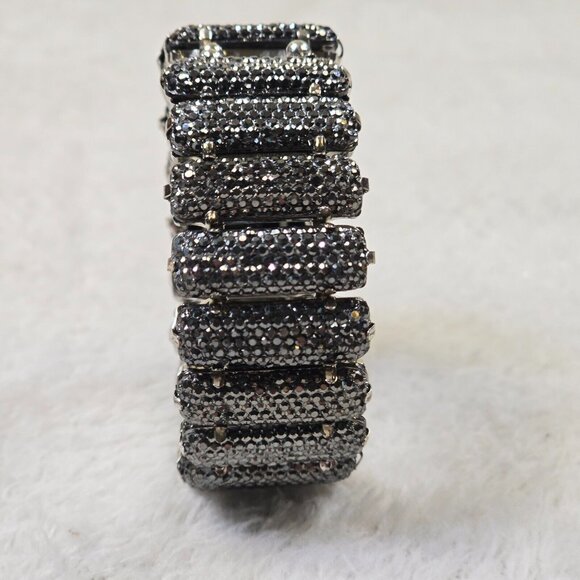 Black Cuff Bracelet Sparkles Fashion Jewelry Lightweight Gothic Dark Glamour - Picture 9 of 11